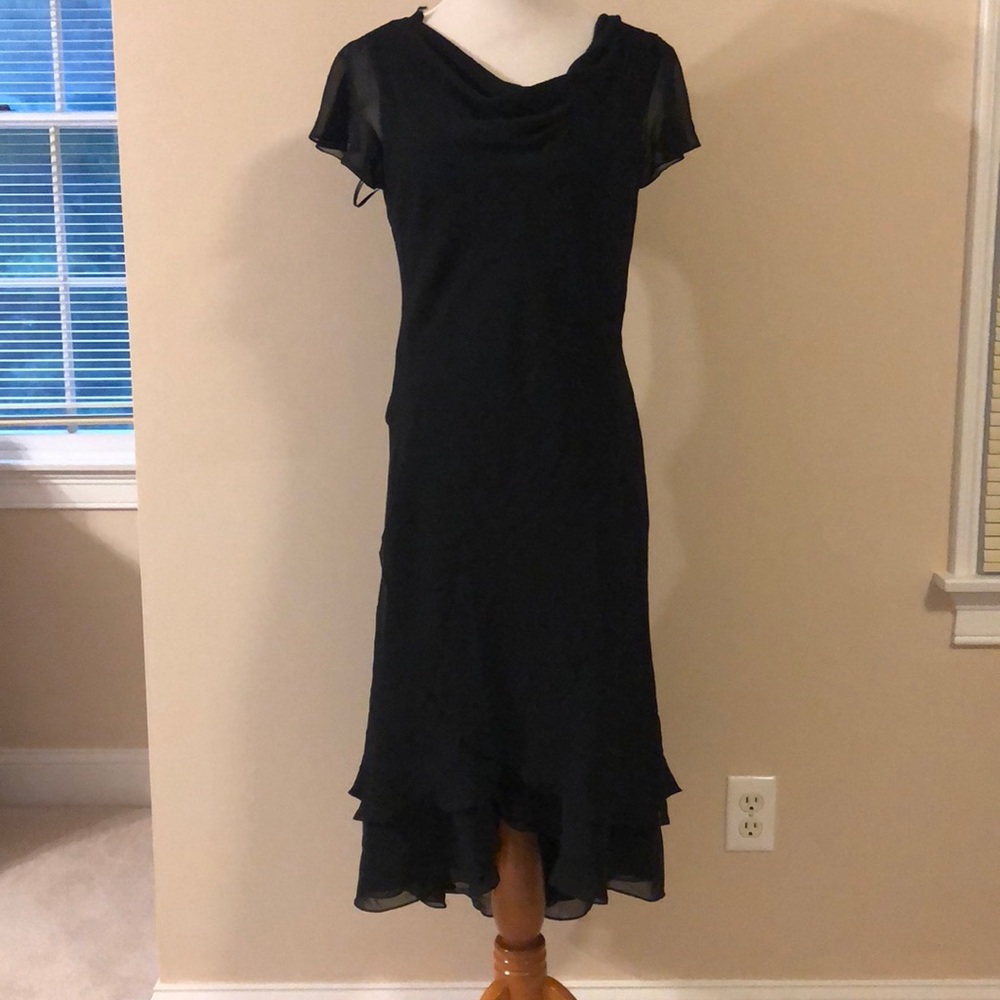Liz Claiborne cowl neck black dress